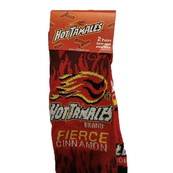 Hot Tamales Socks Odd Crazy Fun Novelty 2 Pairs Low Cut Fits Most Adult One Size - Picture 1 of 2